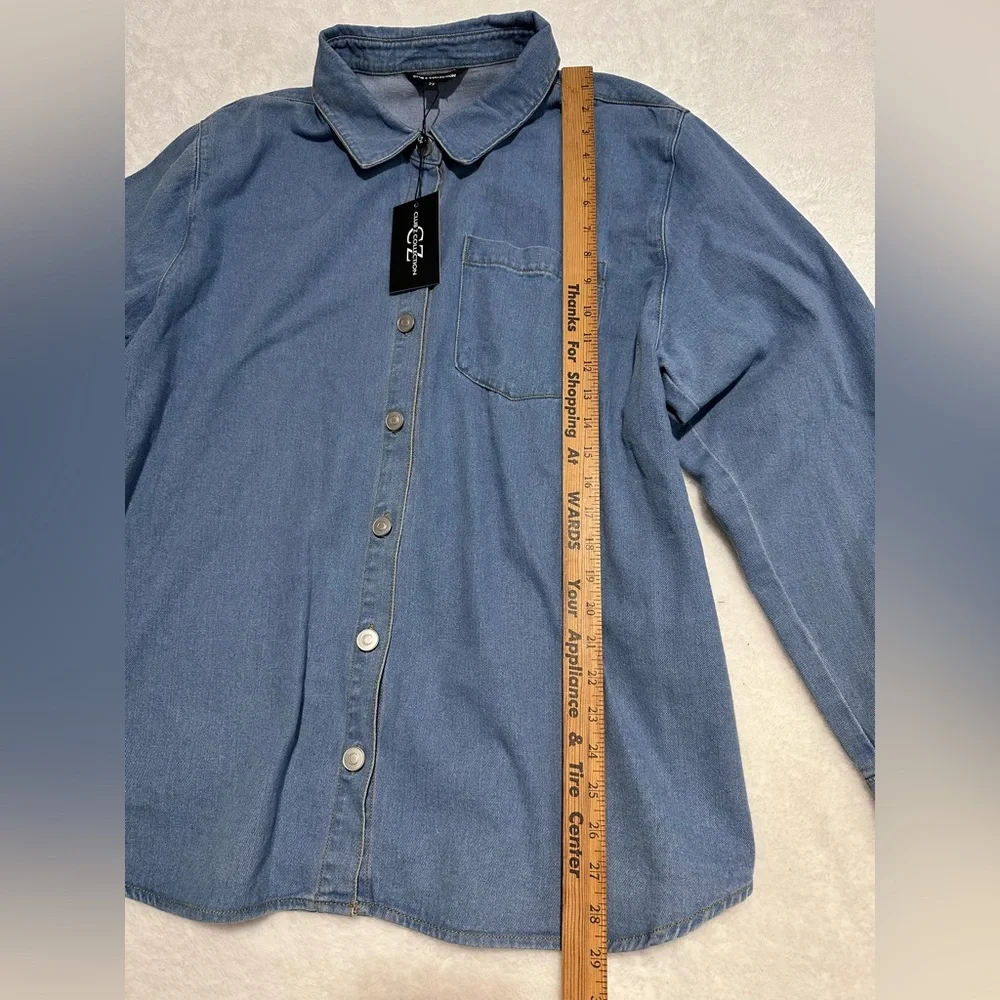 Club Z Collection Denim Button Down Shirt Plus Size 2X
